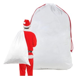 Santa Claus Extra Large Bag, White, Approx. 39.4 x 27.6 inches (100 x 70 cm), Made with Velvet Fabric, Christmas Gift, Cosplay