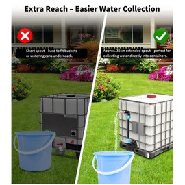 IBC Schwanenhals 3/4" Auslaufhahn mit 35 cm Verlängerungsrohr, IBC Adapter Wasserhahn für 1000L Regenwassertank, IBC Tank Zubehör für Gießkanne, Regenfass, Wasserfass, IBC Container