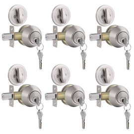 Gobrico 6 Keyed Alike Single Cylinder Deadbolts Keyed on One Side, Satin Nickel
