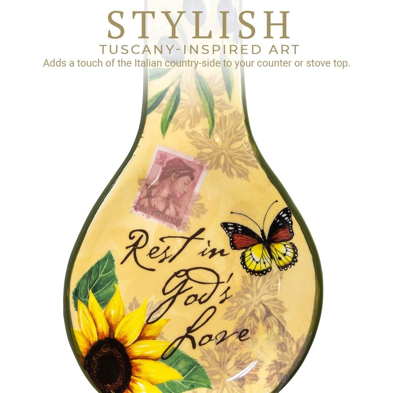 IPXOZO Bella Vita Ceramic Spoon Rest - Italian Sunflower Utensil