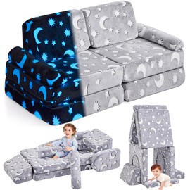 IFNOW Modular Kids Play Couch,Toddler Couch Kids Sofa,Child Sectional Sofa,Bedroom and Playroom Furniture for Toddlers,Convertible Foam and Floor Cushion for Boys and Girls,Glow in The Dark,Star