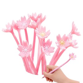 12pcs Pretty Sakura Pens Pink Cherry Gel Ink Pens Cute Novelty with Black Ink for Mother's Day Gift Nurses Women Students Teacher Classroom Office Supplies