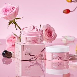 ANAI RUI Rose Facial Mask, Deep Cleansing, Clay Mask with Kaolin Pink Clay, Gifts for Women, Niacinamide, Collagen, Hyaluronic Acid for Moisturizing & Smooth Skin, Pores Minimizers, 4.23 Oz
