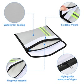 Fireproof Document Wallet, Wallet, Pack of 2 (23 x 18 cm) - High Temperature Resistant up to 4500°F, Waterproof, Safety for Valuables such as Cash, Papers & Cards