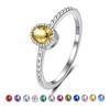 S925 Sterling Silver Stackable Rings with November Yellow Birthstone for