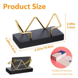 Sibba Business Card Stand Wooden Business Card Holder for Desk Business Cards Storage Business Card Box Display Box Flyer Stand Exhibition Stand Home Office (W,Black, Gold Frame)