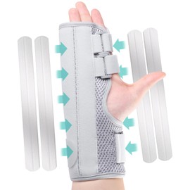 Trigger Finger Splint,Hand Brace with Finger Support,Right or Left Adjustable Hand Brace - Straightening for Trigger Finger, Injury, Fracture(Grey)
