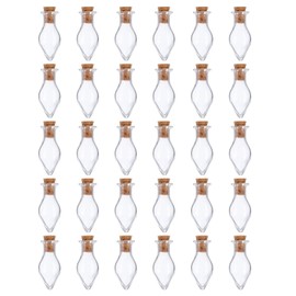 HARFINGTON 30 Pcs Name on Rice Glass Vial Pendant 14mm Width Mini Glass Bottles, for Necklace Wish Bottle DIY Pendant Craft Souvenirs