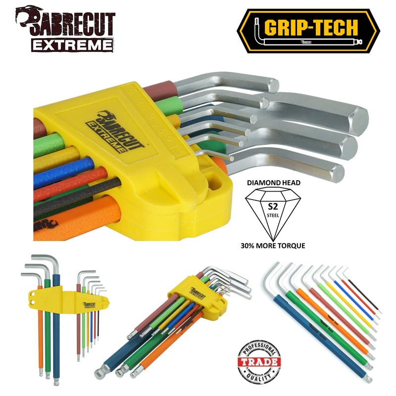 SabreCut 9 Piece SCHEX009S Soft Grip Extra Long Hex, Hex