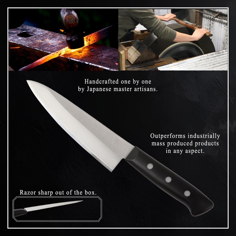 Syosaku Japanese Chef Knife Molybdenum Vanadium Stainless Steel w/o Bolster,