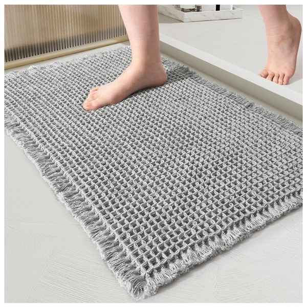Waffle Bath Mat, Super Absorbent Quick Dry Bath Mats, Non-Slip