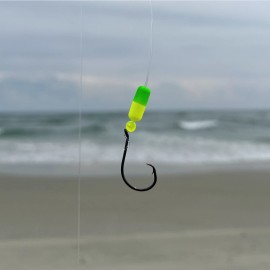 BluefinTackleCo 3 Pack '#1' Pompano Beach Pier Surf Fishing T-Knot Rigs #1 Circle Hooks 25# Mono - Red