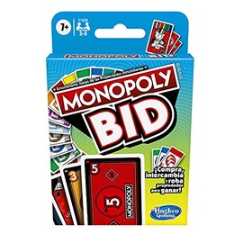 Monopoly Hasbro, Bid Card Game, Juego de Cartas para Niños, Incluye 110 Cartas e Instrucciones para Niños y Niñas de 7 Años para 2 o más Jugadores    