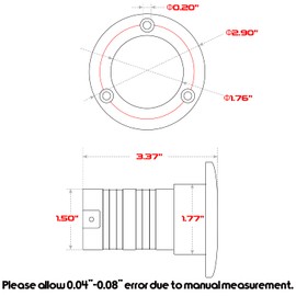 Atibin Yacht Steel Fuel Cap Boat Key Stainless Fuel Filler Deck Diesel Fill Gas Cap Marine Water Hardware SUS316 1-1/2''