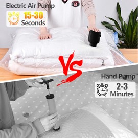 Kissleaf Portable Vacuum Storage Bags Electric Pump Space Saver Compression Pack Suction Pump Vacuum Pack Bags Air Pump for Clothes Duvets Blanket，Black