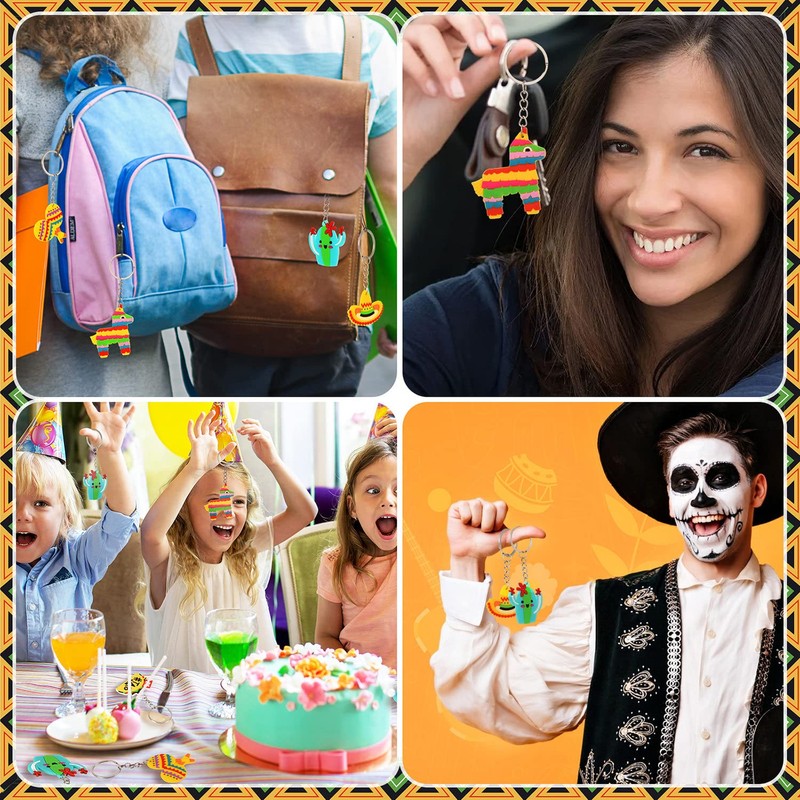 ZAUGONTW 48 Pcs Mexican Fiesta Keychains - Cinco De Mayo