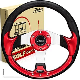 Roykaw Golf Cart Steering Wheel or Hub Adapter for EZGO Club Car Yamaha (Style 2 Red)