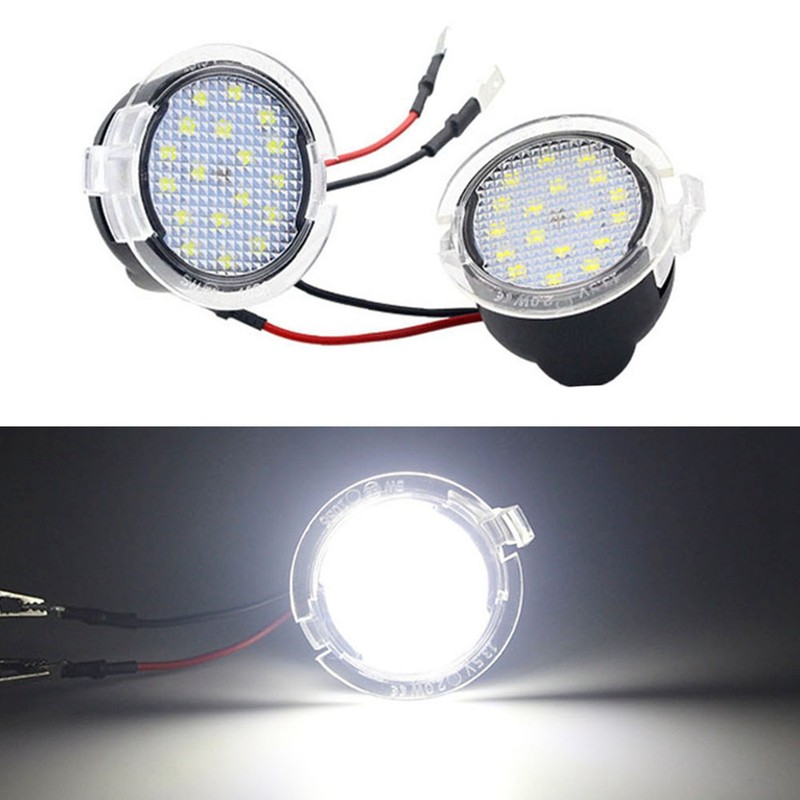 2PCS Rearview Mirror Puddle Lights LED White Light Under Mirror