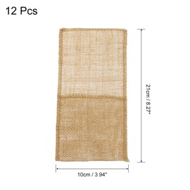 sourcing map 12Pcs Burlap Utensil Holders, 4" x 8" Cutlery Pouch Silverware Holder Natural Jute Pouch Bag Burlap Napkin Bag for Party Wedding Decoration