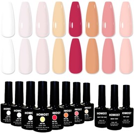 Fannyc 8 Nude Colors Gel Nail Polish Set Kit with Top and Base Coat, 8PCS Gel Polish Kit with Glossy & Matte Top and Base Coat