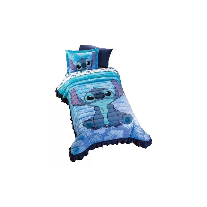Colchas Concord Colcha Individual Poliester C/funda Stitch Azul Concord