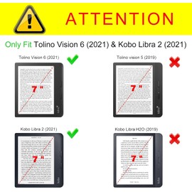 Fintie Stand Case for 7" Kobo Libra Colour (2024) / Kobo Libra 2 (2021) eReader - Premium PU Leather Stand Cover Auto Sleep/Wake with Card Slot and Hand Strap, Vintage Brown