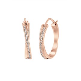 Elli Women's Hoop Earrings Intertwined with Crystals, Facet cut, Crystal