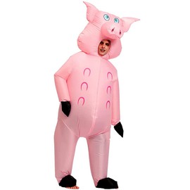 LUVSHINE Disfraz inflable de cerdo para adultos con mochila con cordón, disfraz súper lindo para fiestas de cumpleaños, eventos