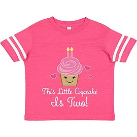 inktastic 2nd Birthday Cupcake Girls Cute Toddler T-Shirt 2T Football Pink and White 26bb2
