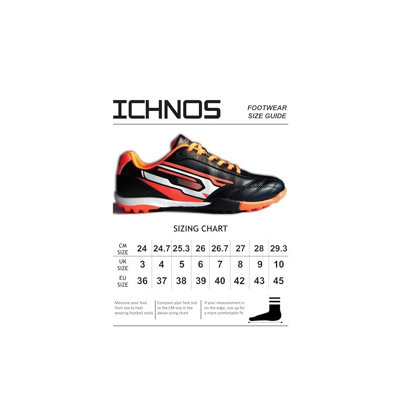 ICHNOS Downforce Astro Turf football boots black/orange/white (6 UK)