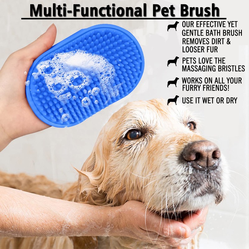 Kwispel Dog Grooming Brush, Pet Shampoo Bath Brush Shedding Soothing