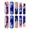 Extra long Press on Nails Curved Nail Tips Blue French