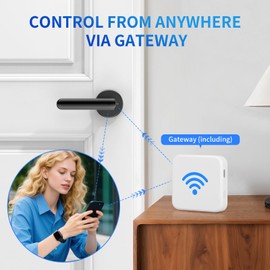 VBUFKRIT Fingerprint Door Lock- biometric Smart Door knob- passcode keypad Door Handle，for Bedroom Hotel Office Apartment (Black+WI-FI)