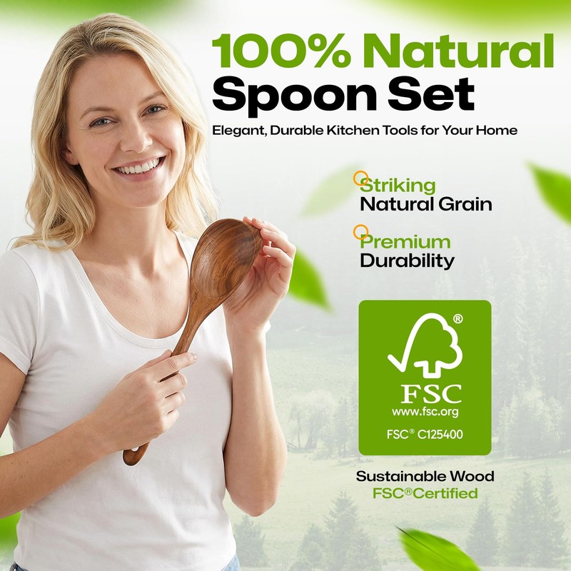 AIUHI Teak Corner Spoon, 100% Solid Teak Wooden Corner Spoon