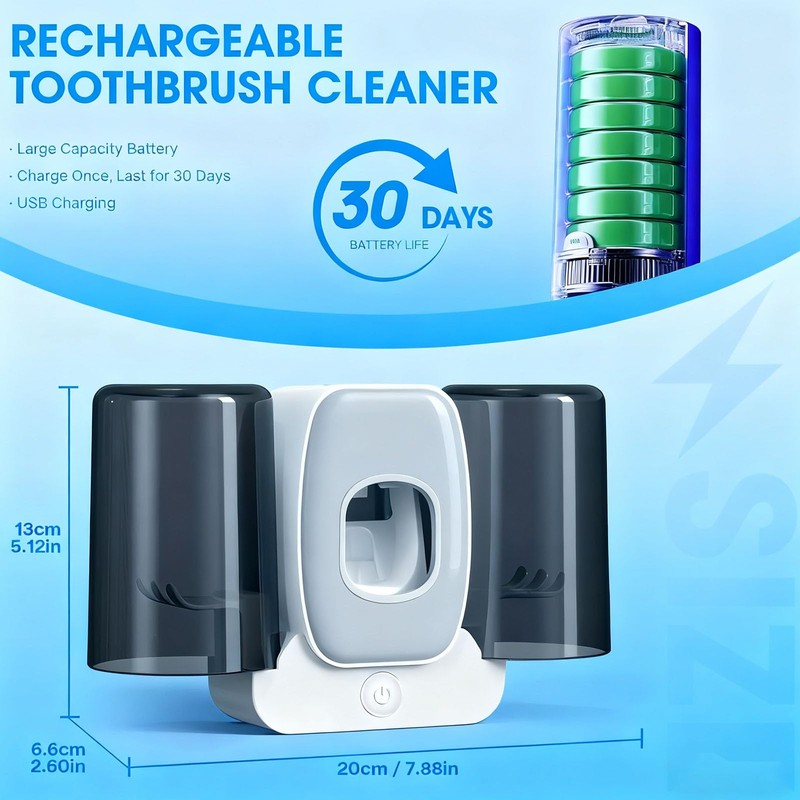 Rechargeable Toothbrush Holder,Wall Mounted Automatic Toothbrush Cleaning Tool with Toothpaste