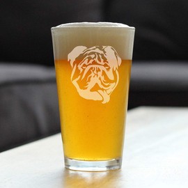 English Bulldog - Pint Glass Gifts for Beer Drinking Men & Women - Fun Unique Bulldogs Decor
