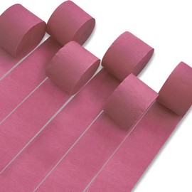 PartyWoo Crepe Paper Streamers 6 Rolls 492ft, Pack of Mauve Pink Crepe Paper Streamers Decorations, Crepe Paper for Birthday Decorations, Party Decorations, Wedding Decorations (1.8 in x 82 Ft/Roll)