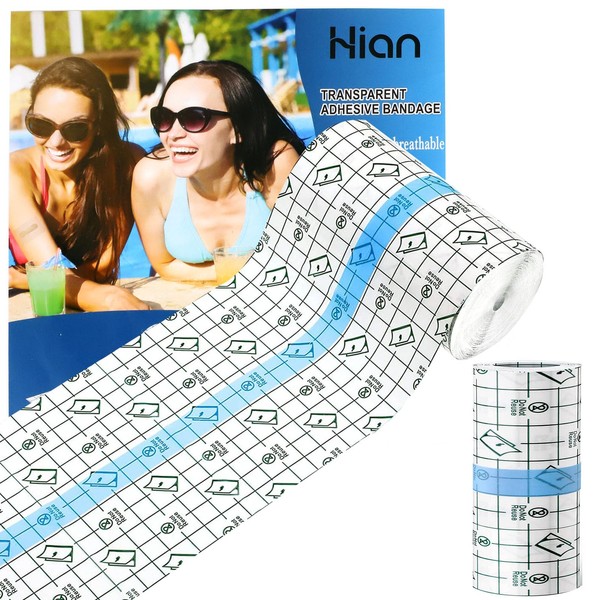 Hion Tattoo Aftercare Waterproof Bandage Transparent Film Dressing 2 Inch x 5.5 Yard Roll Tattoo Cover Up Tape Second Skin Adhesive Bandage Waterproof Wound Cover for Swimming Shower Shield
