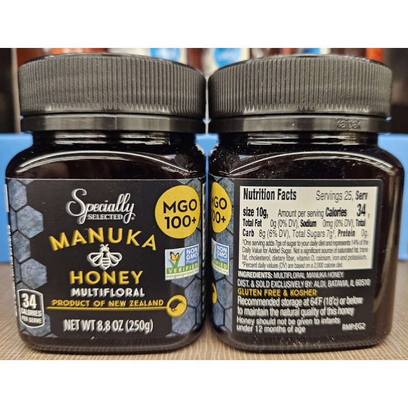 Specially Selected NON-GMO MGO 100+ Manuka Honey Multifloral 8.8oz 250g