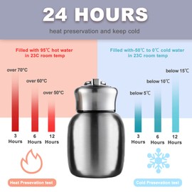 XUDREZ Small Thermal Flask, 200ml Mini Vacuum Flasks Vacuum Insulated Water Bottle Non-Leak Juice Milk Vacuum Hot and Cold Water Bottle Girls Boys Kids Adults Gift