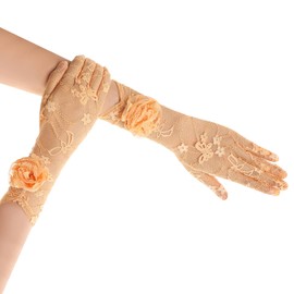 BABEYOND Lace Gloves Women - Floral Opera Gloves Stretchy Elegant Tea Party Accessories for Wedding Prom Evening Party