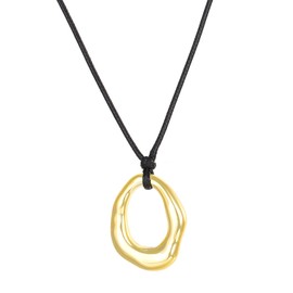 tenghong2021 Heart Shape Long Pendant Necklace for Women Silver Plated Irregular Heart Hollow Necklace Adjustable Black PU Leather Rope Long Chain Necklace for Women Gifts Jewelry-B Gold