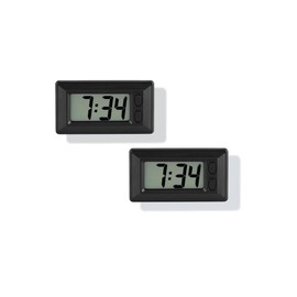 GLOGLOW Ultra Thin Digital Clock, Self Adhesive LCD Digital Electronic Clock with Calendar Display for Car Dashboard Home Office Table Bedside Desk(Doesn't at Night) (2Pcs)