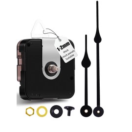 DEEWISH 12888 DIY Quartz Wall Clock Movement Set, Silent Mechanism Replacement Parts, Total Shaft Length 12.4 mm (31/64 Inch), (Black B Hands)