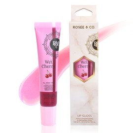 ROSÉE & CO Rosee Lip Gloss Vegan & Cruelty Free Treatment, Professional Make up, Long Lasting Glossy with Shea Butter, Moisturize, Protect & Smooth, High Shine, Non-Sticky (i. Wet Cherry, 0.5)