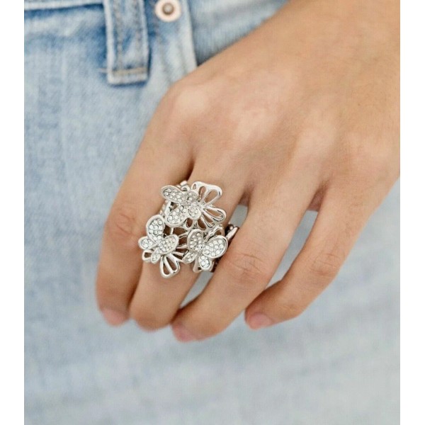 Paparazzi Flighty Flutter White Rhinestone Ring - Hard to find
