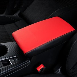 BOLTRY Center Console Armrest Box Cover for Honda Civic 2025 2022 2023 2024 Panel Trim Waterproof Anti-Scratch Leather Protector Decoration Cover Interior Accessories (Black Leather + red Leather)