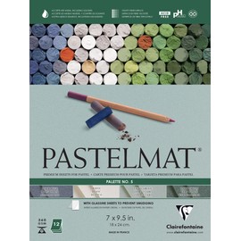 Clairefontaine Pastelmat - Almohadilla pegada - Paleta No. 5-18 x 24 cm, 12 hojas, verde oscuro, verde claro, blanco, azul oscuro
