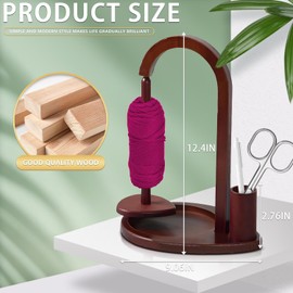 AUKOUPCIL Wooden Yarn Spool Rack, Magnetic Yarn Skein Ball Spinner Holder for Knitting and Crocheting Gift for Crochet Lovers