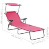 Tidyard Folding Sun Lounger with Canopy, Backrest Adjustable Chaise Lounge